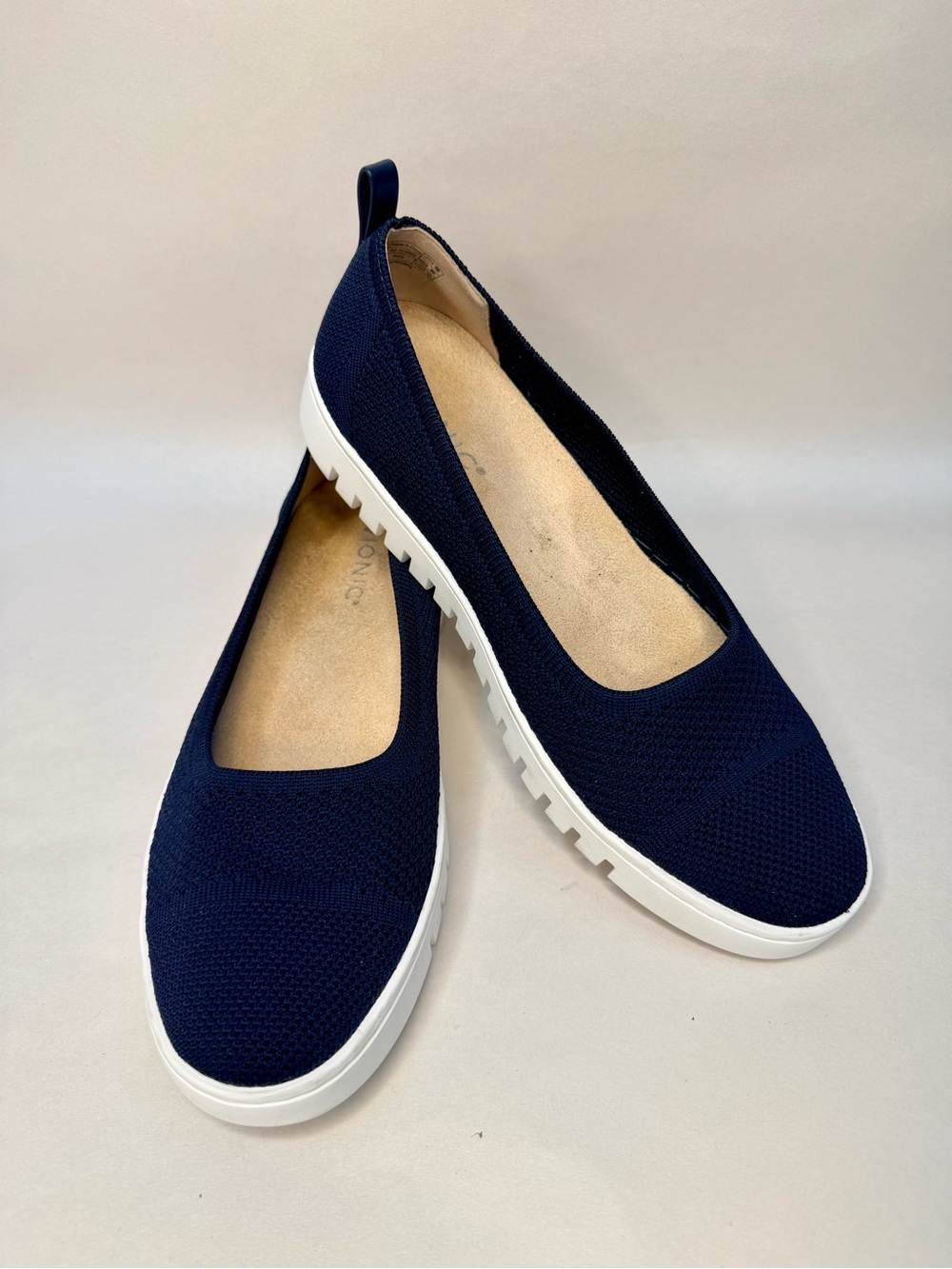 Vionic Uptown Flats Womens 9 Navy Knit Skimmer Comfort Orthotic Shoes Slip On